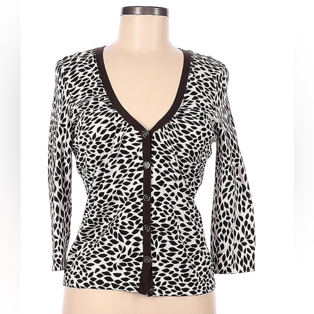 Ann Taylor Cardigan - Black Cheetah Print